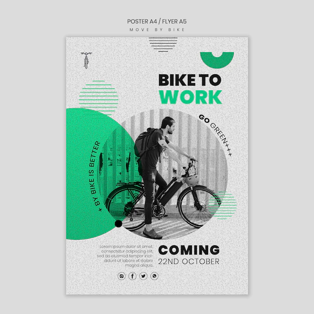 Free PSD | Move by bike poster template