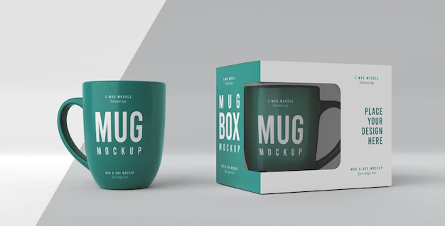 Free PSD | Mug box mock-up assortment