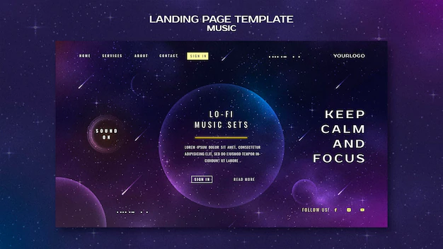 Free PSD | Music concept landing page template