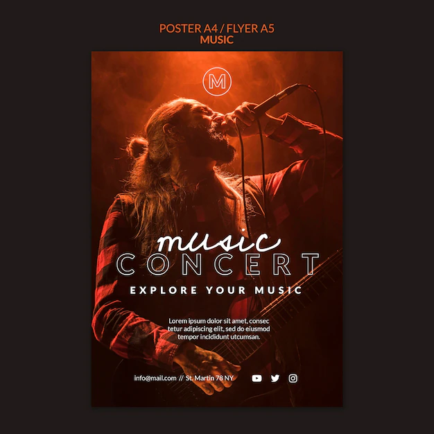 Free PSD | Music concert flyer template