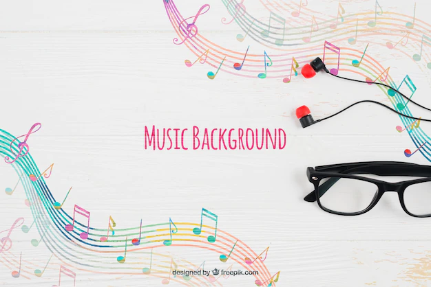 Free PSD | Musical notes background and glasses