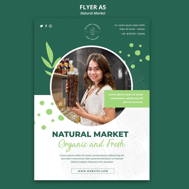 Free PSD | Natural market concept flyer template