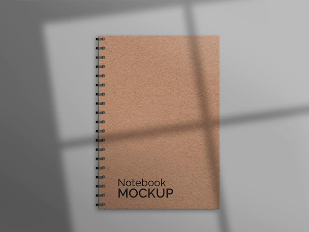 Free PSD | Natural notebook with shadow mockup