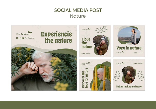 Free PSD | Nature instagram posts template design