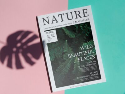 Free PSD | Nature magazine mock up on simple background