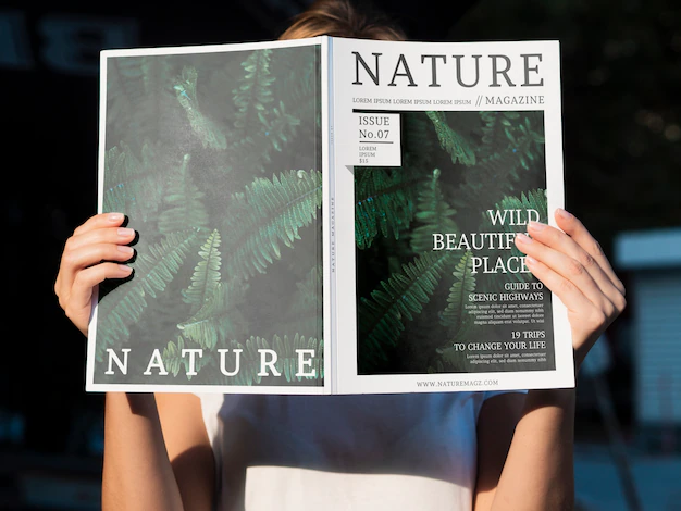 Free PSD | Nature magazine subject mock-up