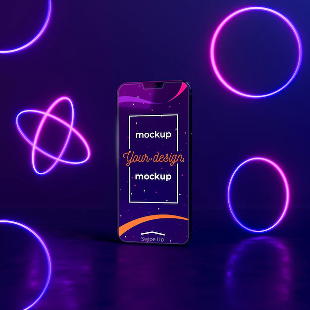 Free PSD | Neon device concept mock-up