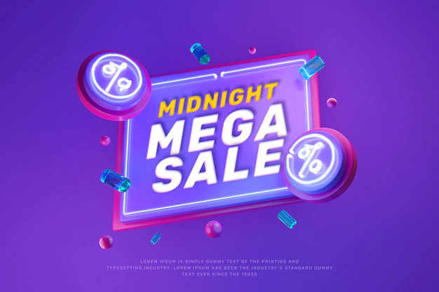 Free PSD | Neon discount sale promotion banner