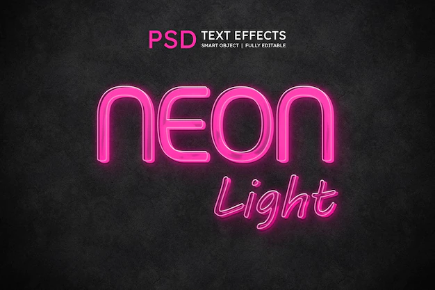 Free PSD | Neon light text style effect