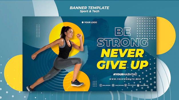 Free PSD | Never give up sport banner template