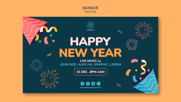 Free PSD | New year concept banner template