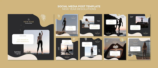 Free PSD | New year resolutions instagram posts