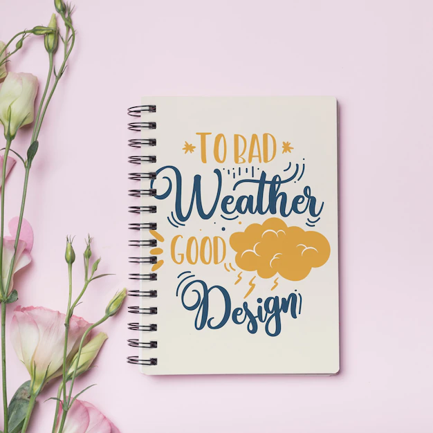 Free PSD | Notebook mockup with floral concept