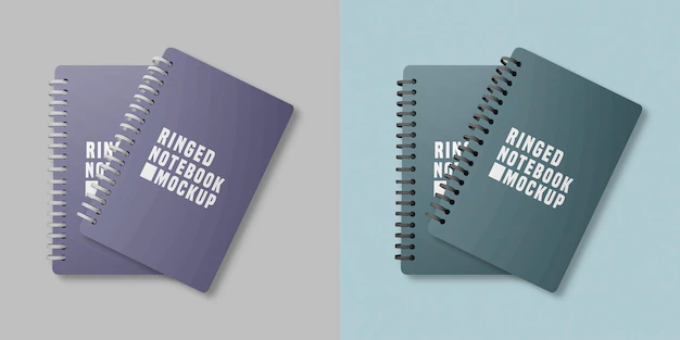 Free PSD | Notebook set mockup