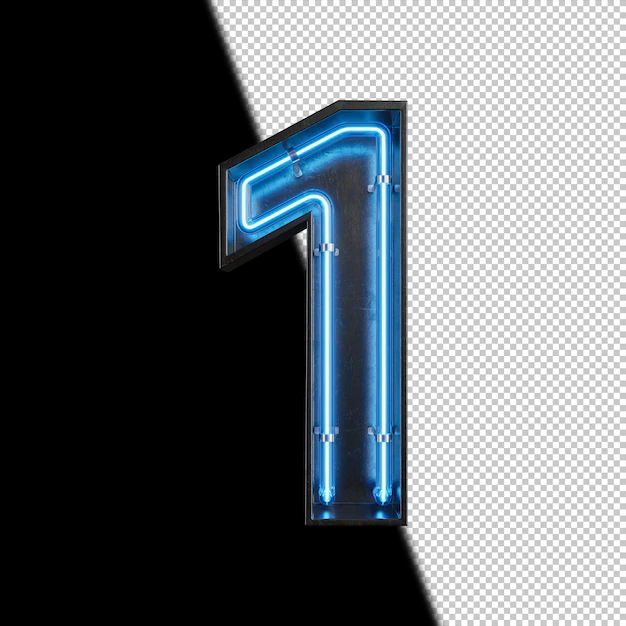 Free PSD | Number 1 made from neon light