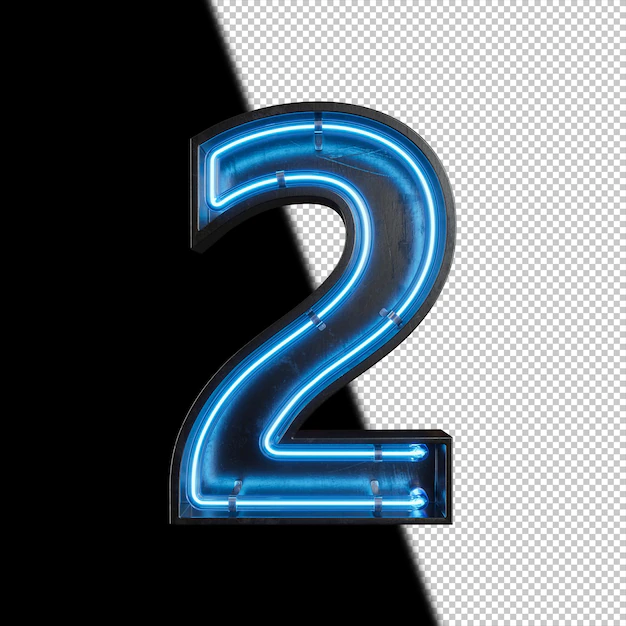 Free PSD | Number 2 made from neon light