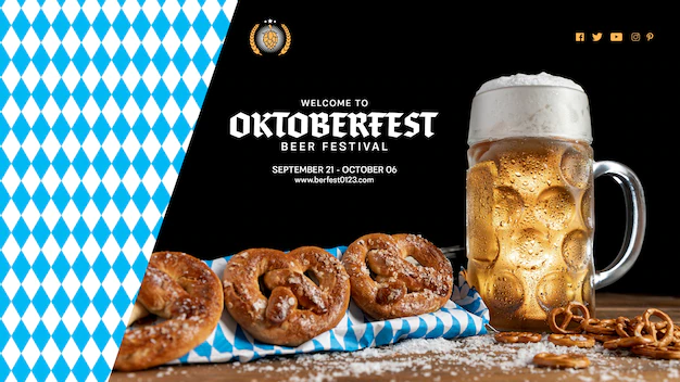 Free PSD | Oktoberfest drink and snacks on a table