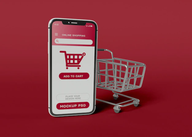 Free PSD | Online shopping app mockup