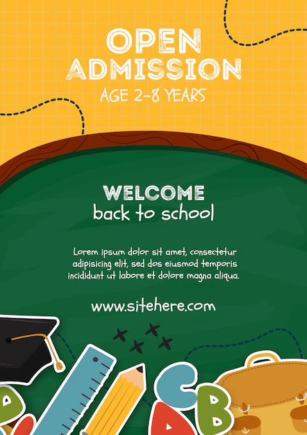 Free PSD | Open admission for children poster template