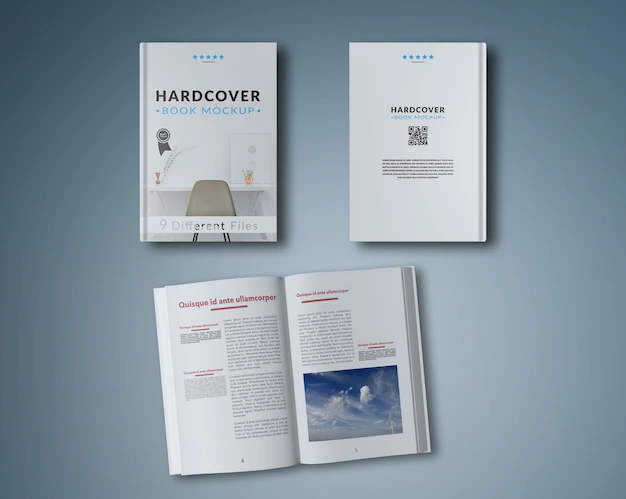 Free PSD | Open book and two covers mock up