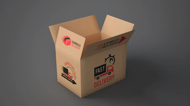Free PSD | Open delivery box mockup