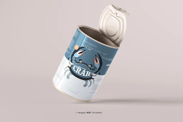 Free PSD | Opened large food can mockup