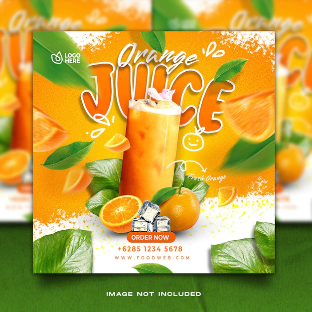 Free PSD | Orange juice food menu social media template