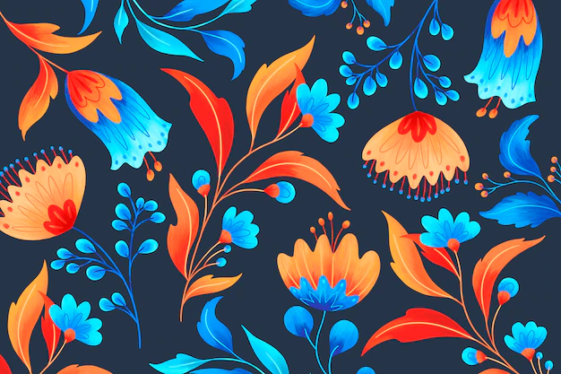 Free PSD | Ornamental floral pattern with romantic flowers
