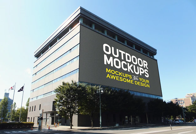 Free PSD | Outdoor panel on bulding mock up