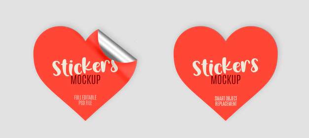 Free PSD | Pack of heart stickers mockup