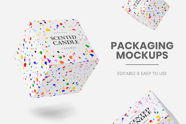 Free PSD | Packaging mockup psd with colorful crayon art