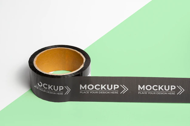 Free PSD | Packing tape mock-up composition