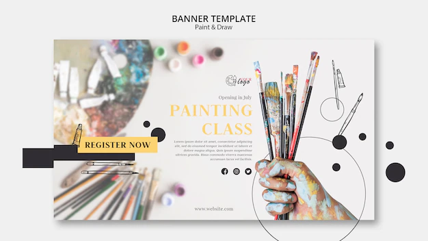 Free PSD | Paint and draw class banner template