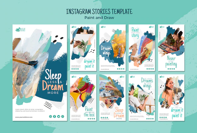 Free PSD | Paint and draw instagram stories template