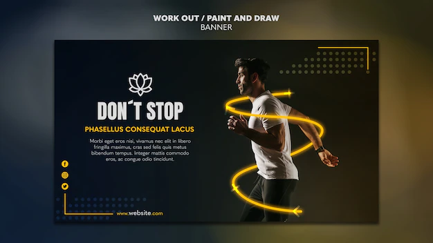 Free PSD | Paint and draw work out banner template concept
