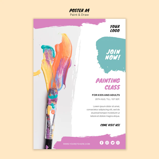 Free PSD | Painting class poster template