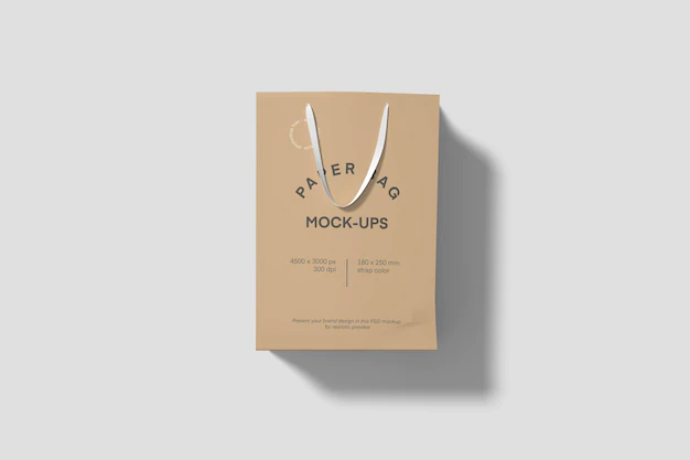 Free PSD | Paper bag mockup top view