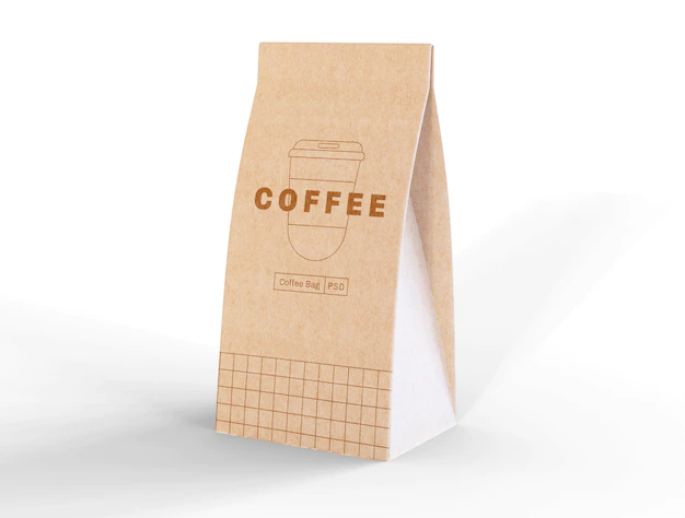 Free PSD | Paper coffee bag mockup