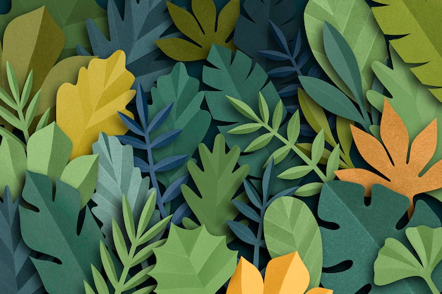 Free PSD | Paper craft leaf background psd in green tone