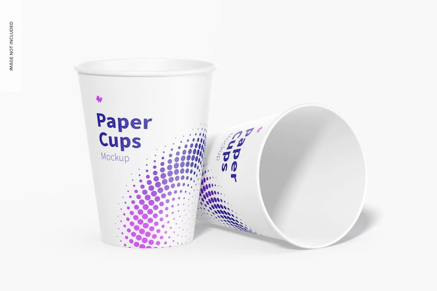 Free PSD | Paper cups mockup, dropped