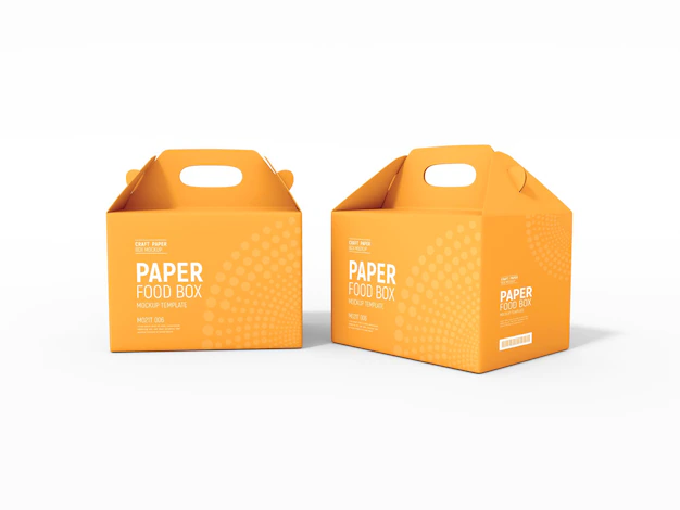 Free PSD | Paper food delivery box packaging  mockup