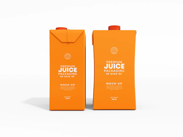 Free PSD | Paper juice carton tetra packet packaging mockup