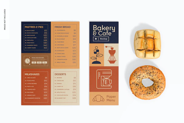 Free PSD | Paper menu mockup, top view