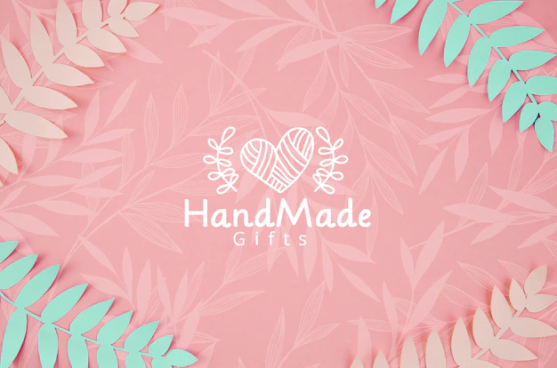 Free PSD | Paper plants pink and blue handmade background