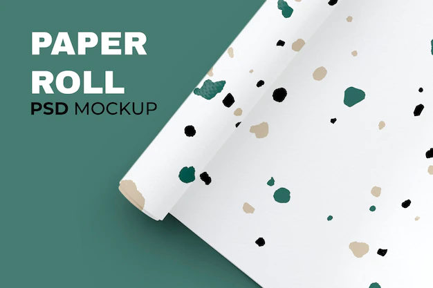 Free PSD | Paper roll mockup psd with ripped paper collage pattern