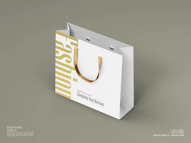 Free PSD | Paper shopping bag mockup perspective view