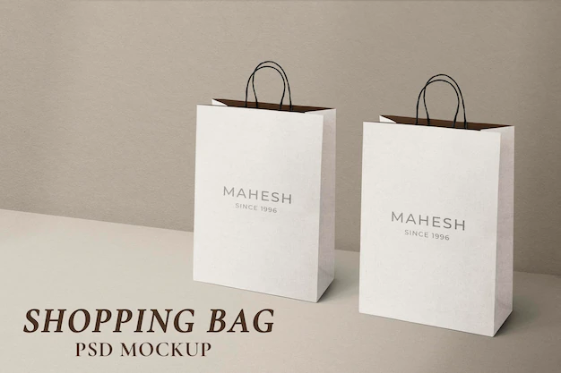 Free PSD | Paper shopping bag mockup psd in minimal style