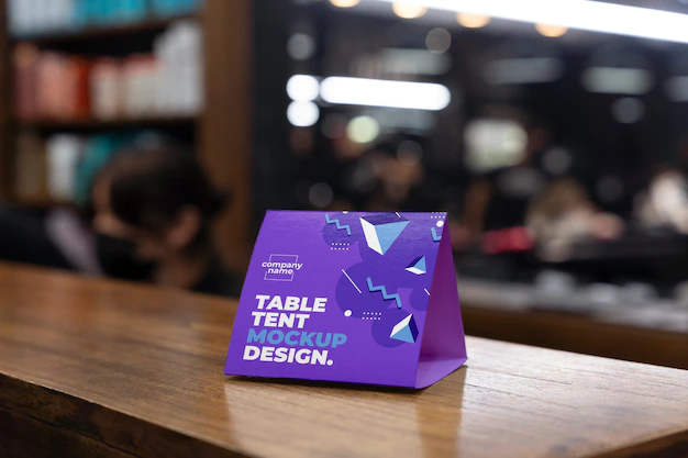 Free PSD | Paper table tent mockup