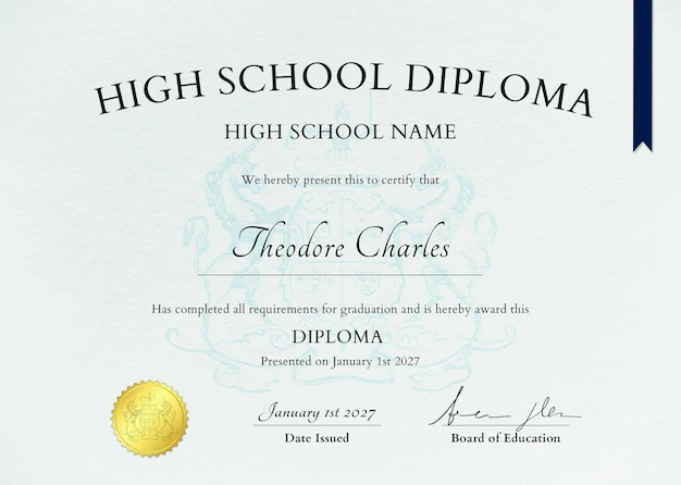 Free PSD | Paper texture certificate template psd with ornaments for high school