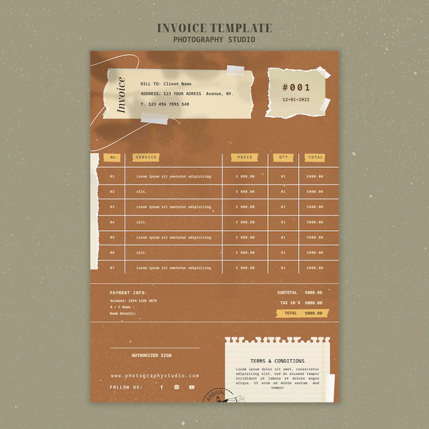 Free PSD | Paper texture invoice template